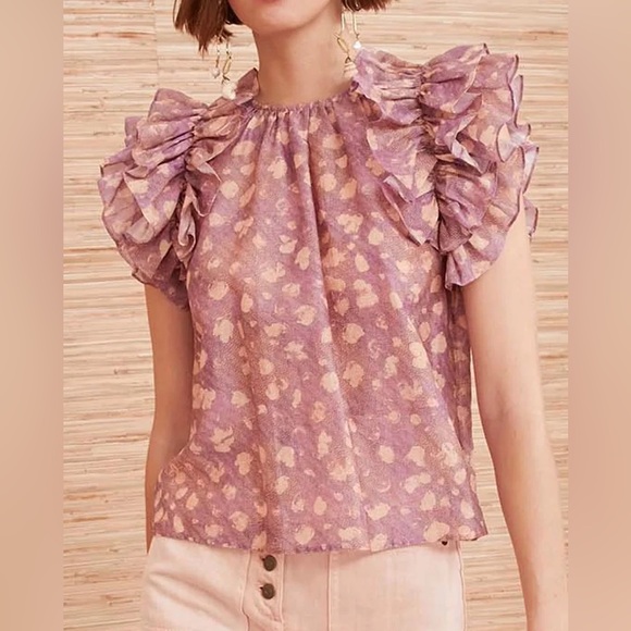 Lavender Dot Print Manon Top - Picture 1 of 7